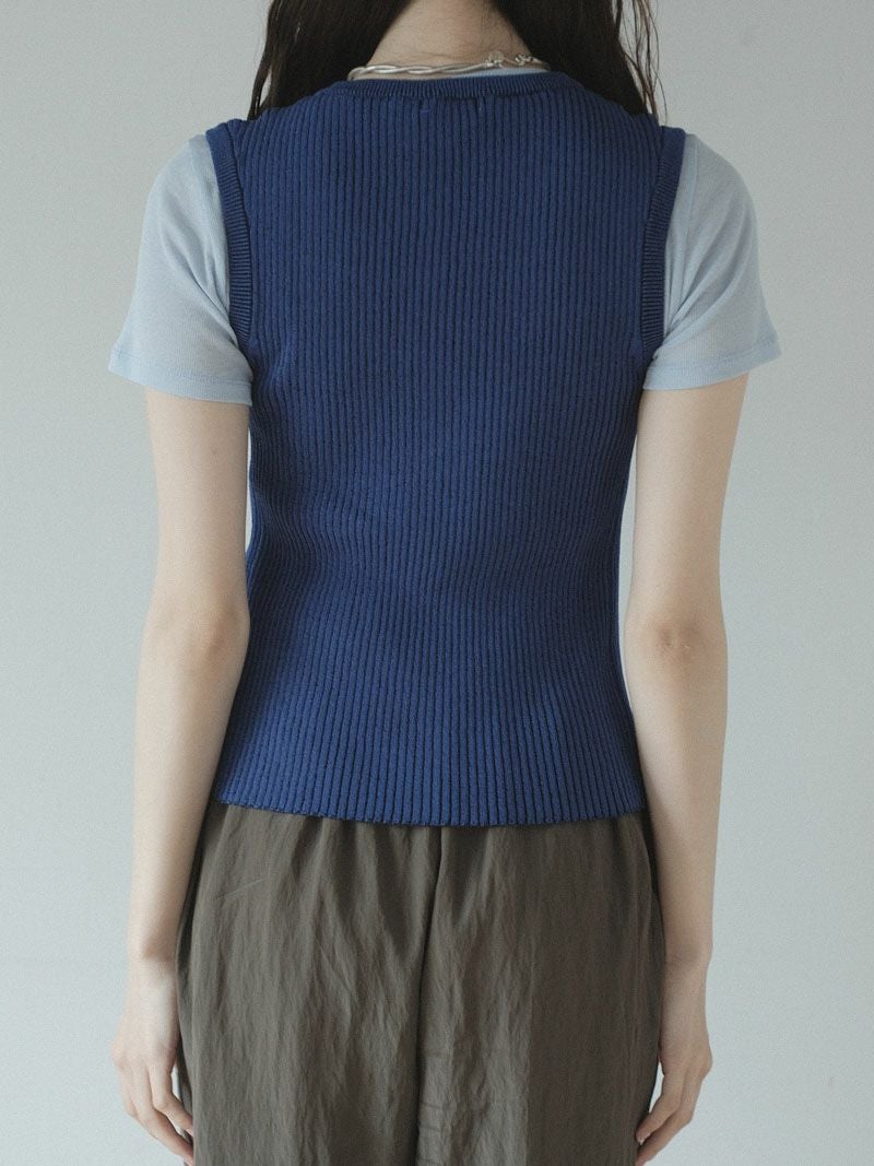 RIB KNIT VEST[BLUE.M] | 1LDK (ワンエルディーケー) 公式サイト