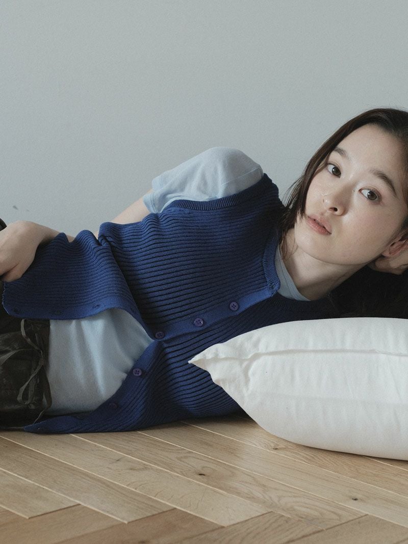 RIB KNIT VEST[BLUE.M] | 1LDK (ワンエルディーケー) 公式サイト