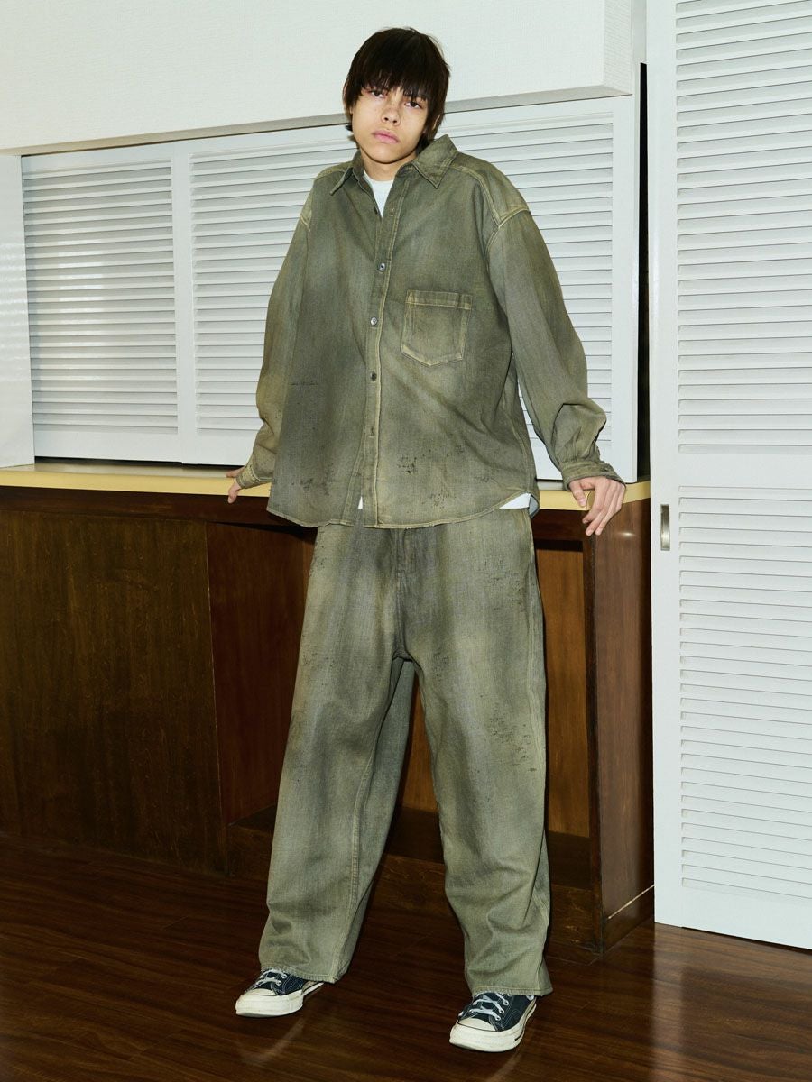 AGING WIDE 5P DENIM PANTS EX[KHAKI] | 1LDK (ワンエルディーケー