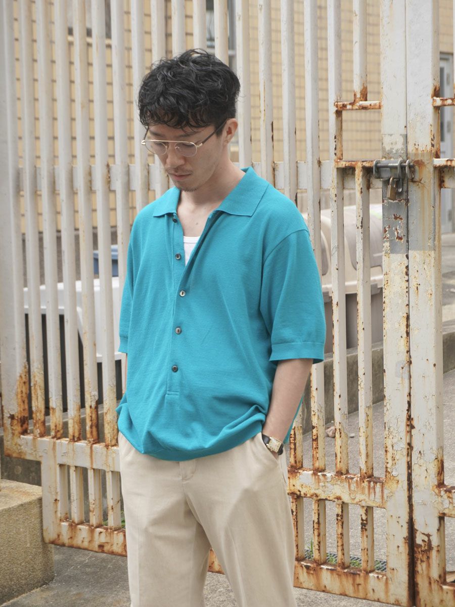 TWISTED COTTON KNIT P/S[PEACOCK GREEN] | 1LDK (ワンエルディーケー