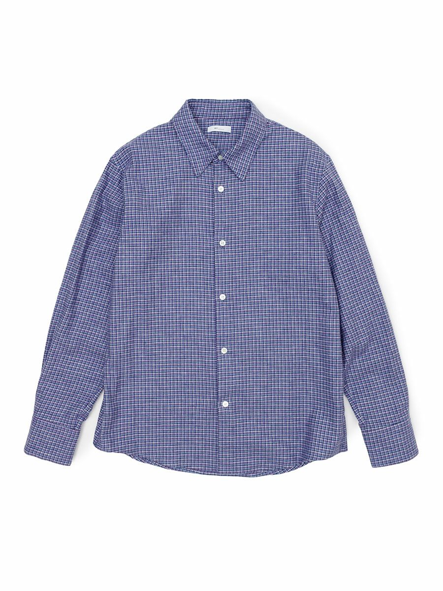COTTON LINEN FLANNEL CHECKED SHIRT[BLUE] | 1LDK (ワンエルディー