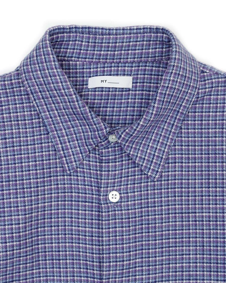 COTTON LINEN FLANNEL CHECKED SHIRT[BLUE] | 1LDK (ワンエルディー