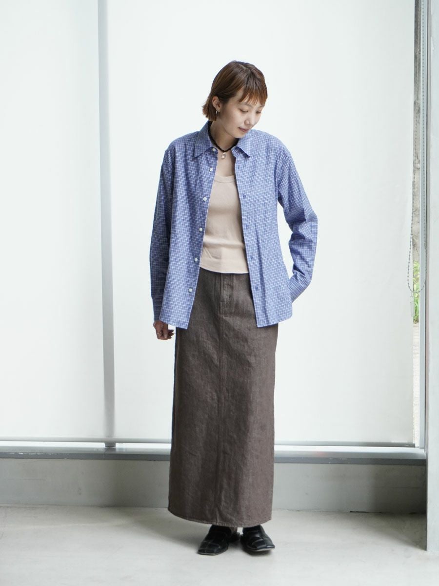COTTON LINEN FLANNEL CHECKED SHIRT[BLUE] | 1LDK (ワンエルディー
