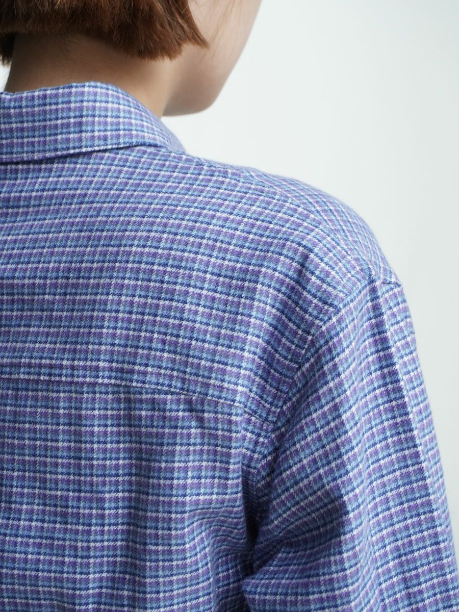COTTON LINEN FLANNEL CHECKED SHIRT[BLUE] | 1LDK (ワンエルディー