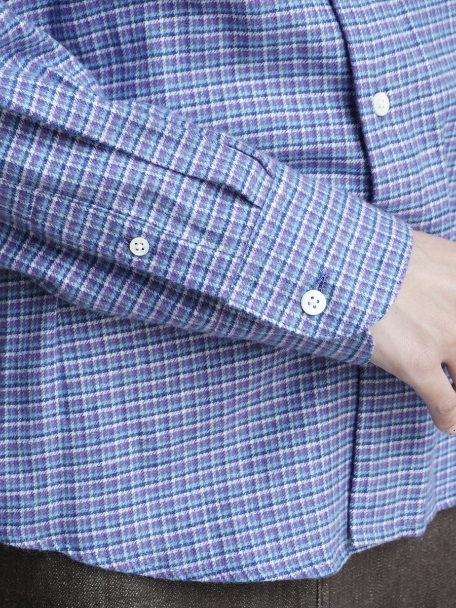 COTTON LINEN FLANNEL CHECKED SHIRT[BLUE] | 1LDK (ワンエルディー