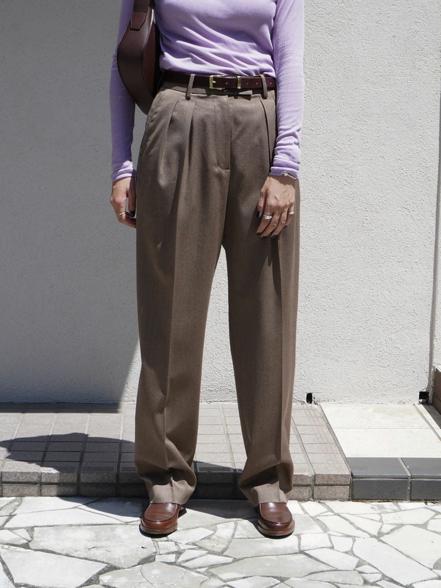Melange Wool Two Tuck Slacks[BROWN] | 1LDK (ワンエルディーケー