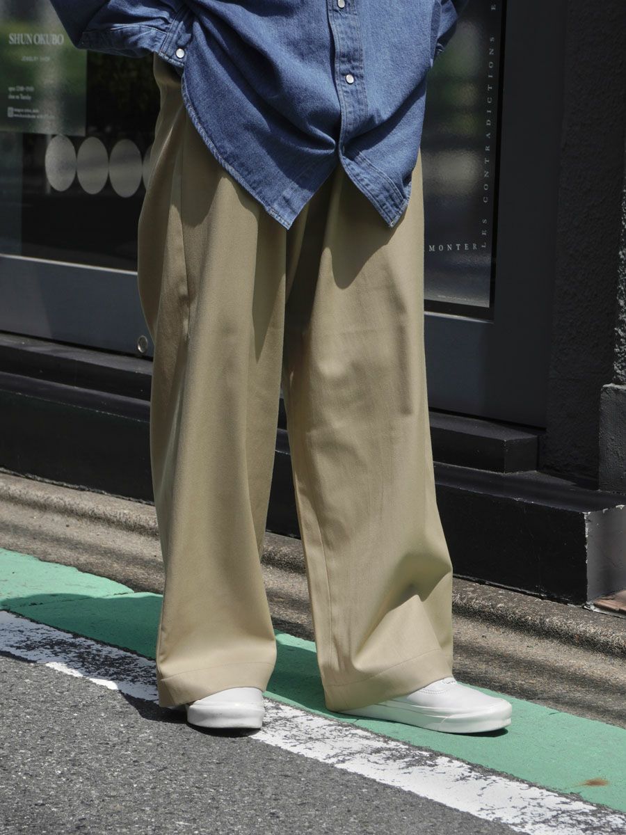 COTTON WOOL WIDE TROUSERS[BEIGE] | 1LDK (ワンエルディーケー) 公式