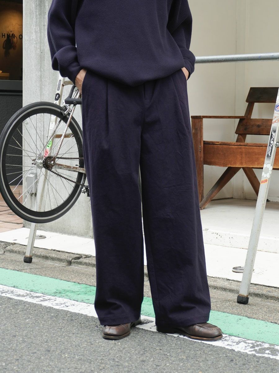 DEAD STOCK 60'S GERMAN VINTAGE WORKWEAR FABRIC 1TUCK WIDE PANTS