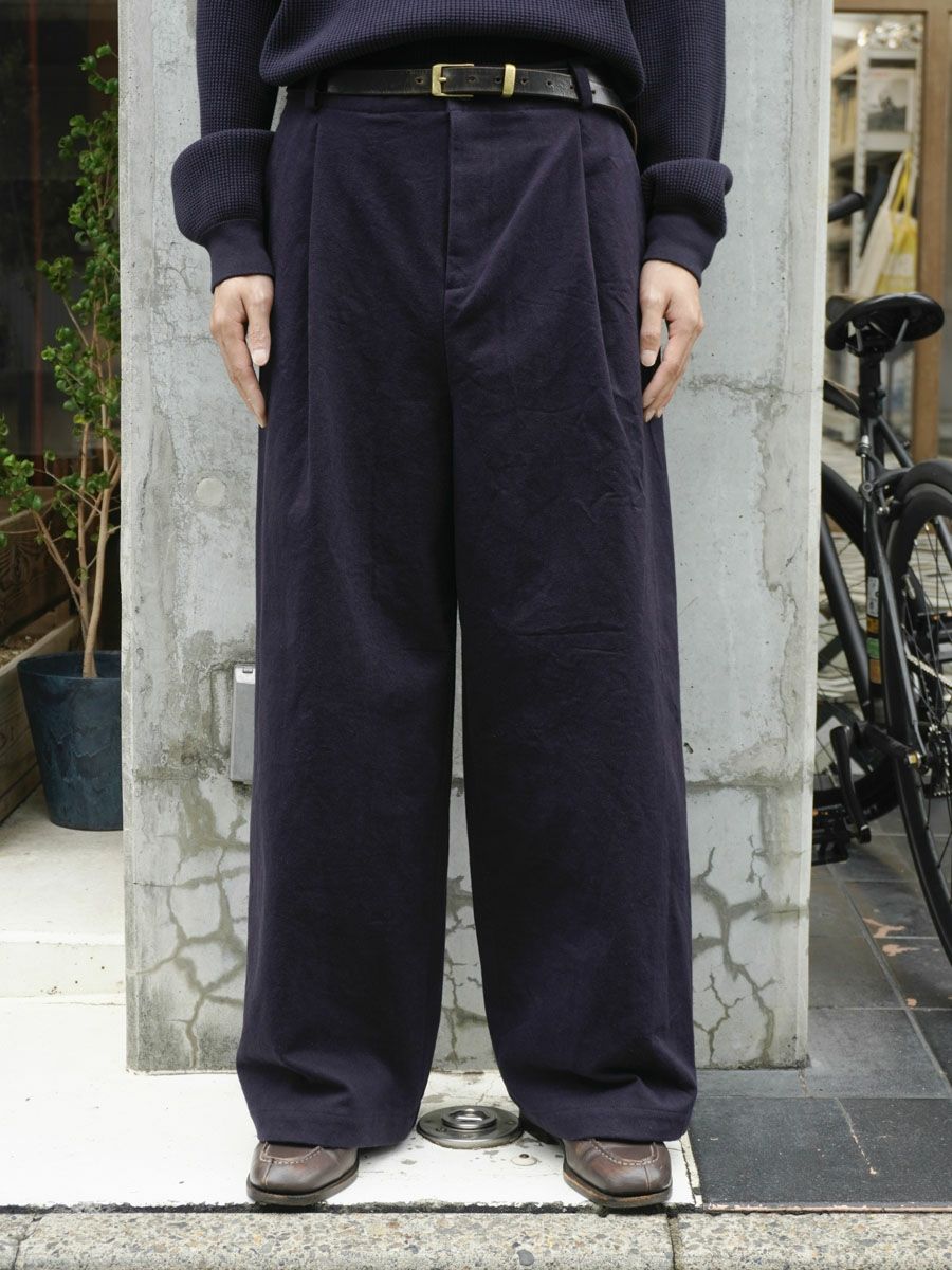 DEAD STOCK 60'S GERMAN VINTAGE WORKWEAR FABRIC 1TUCK WIDE PANTS