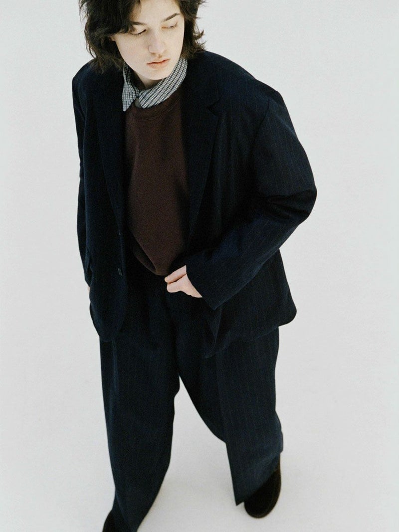 WOOL STRIPE TAILORED JACKET[NAVY STRIPE] | 1LDK (ワンエルディー 