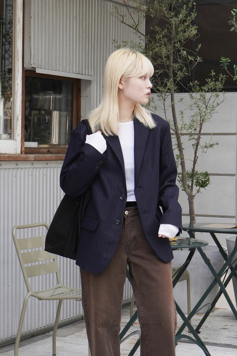 WOOL STRIPE TAILORED JACKET[NAVY STRIPE] | 1LDK (ワンエルディー 