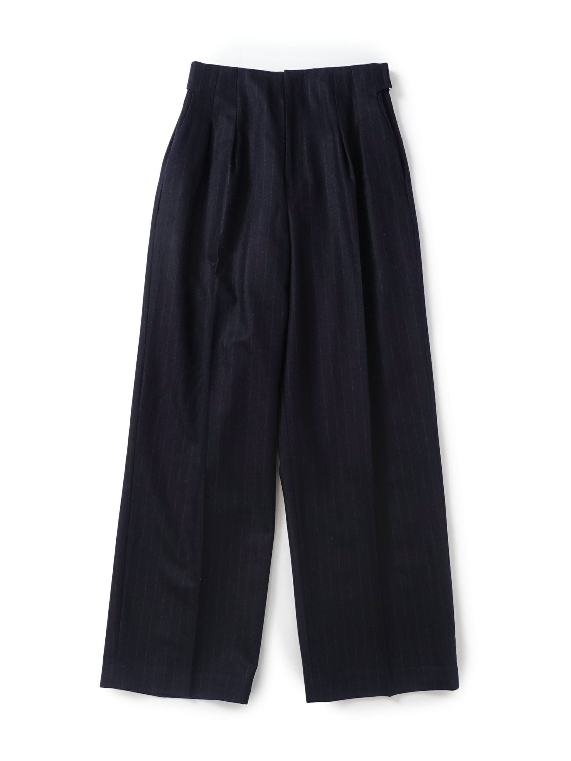 WOOL STRIPE WIDE TROUSERS[NAVY STRIPE] | 1LDK (ワンエルディーケー