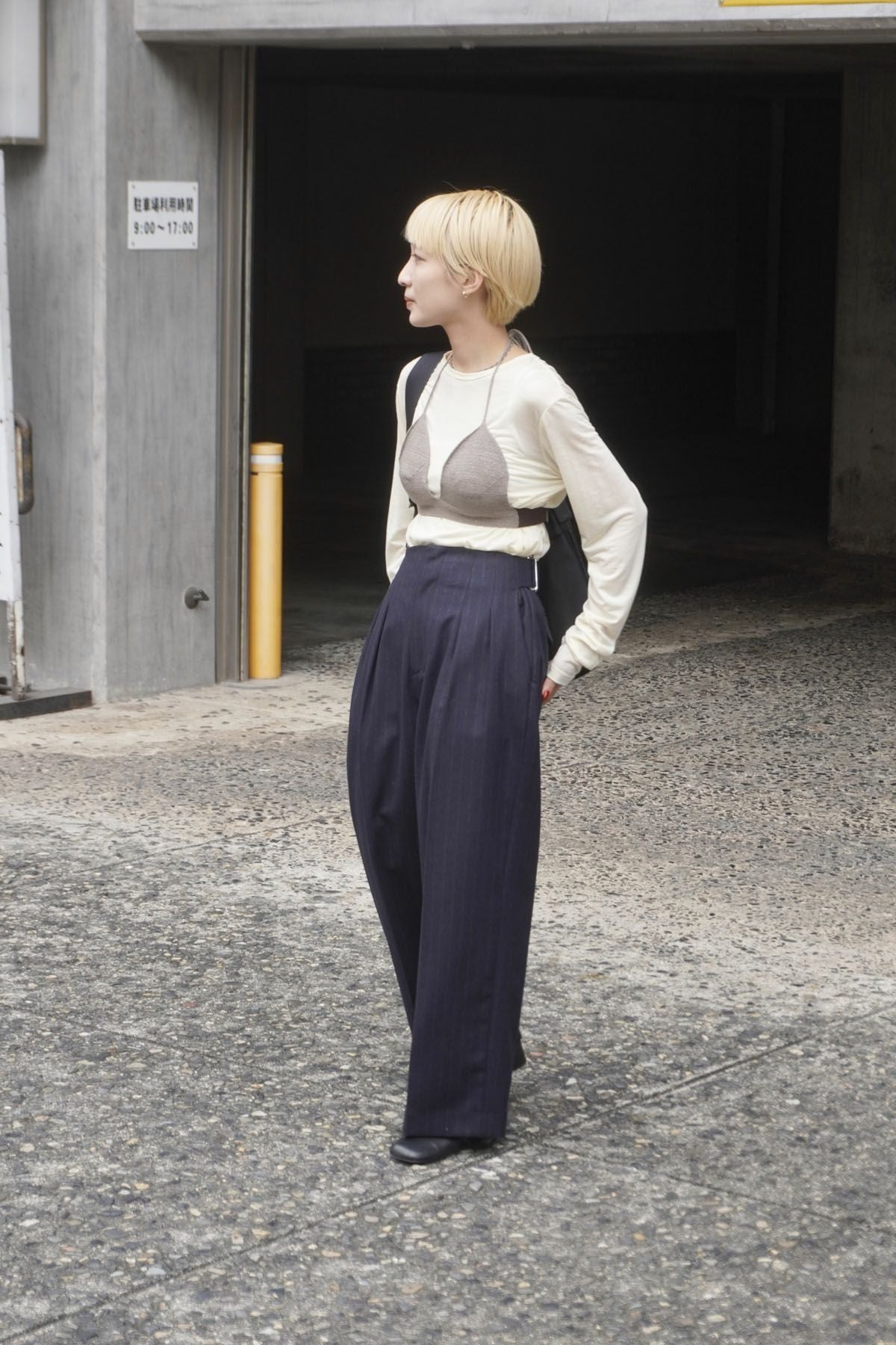 WOOL STRIPE WIDE TROUSERS[NAVY STRIPE] | 1LDK (ワンエルディーケー