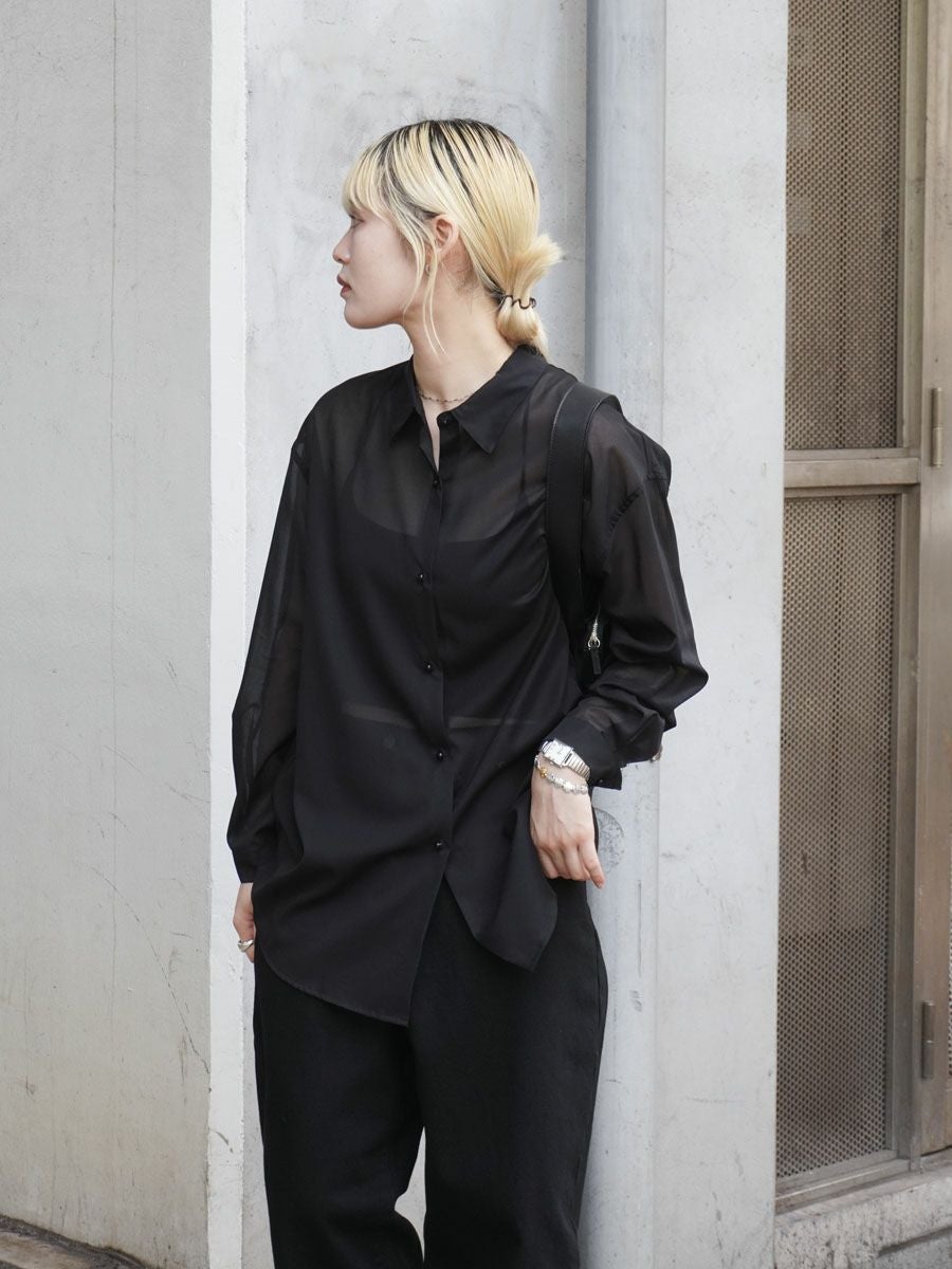 カットソー(長袖/七分) DichHenderson DH logo sheer shirt  Black HL_O04HM501_001_F1?$HL-pdp-
