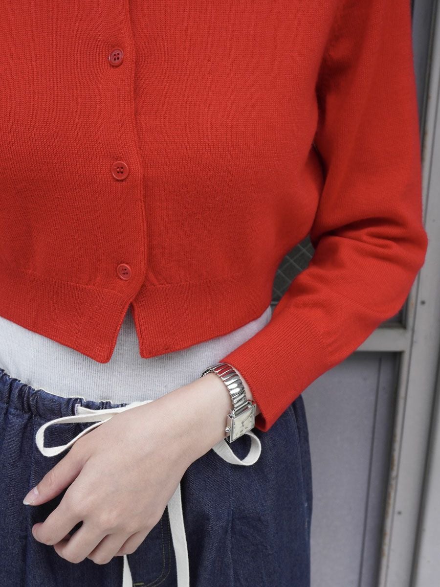 AMOMENTO (アモーメント) crop button cardigan set クロップ ボタン カーディガン セット レッド FREE ROUND NECK CROP CARDIGAN[RED] | 1LDK (ワンエルディーケー) 公式サイト