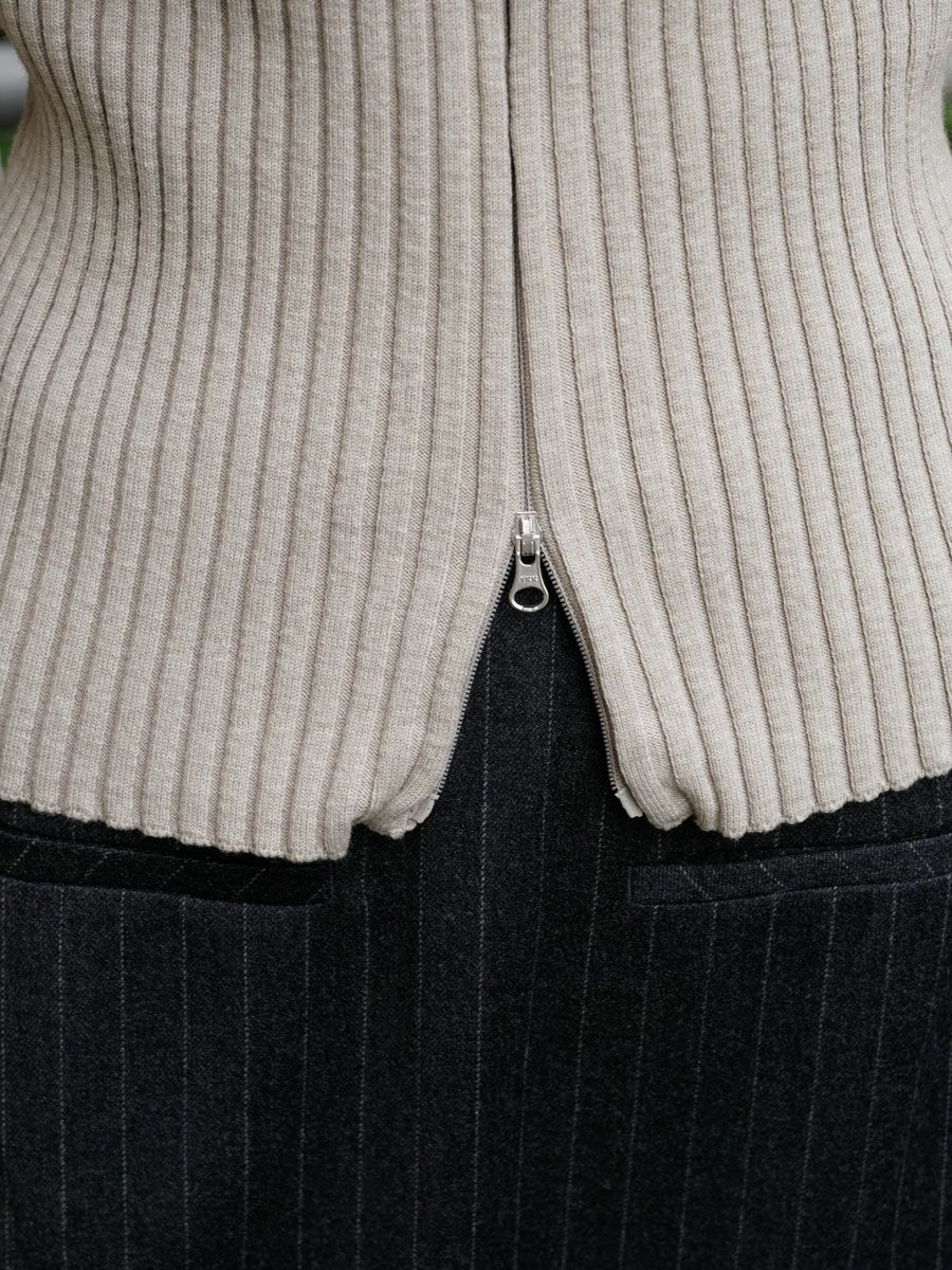 RIBBED HIGH NECK ZIP UP[BEIGE] | 1LDK (ワンエルディーケー) 公式サイト