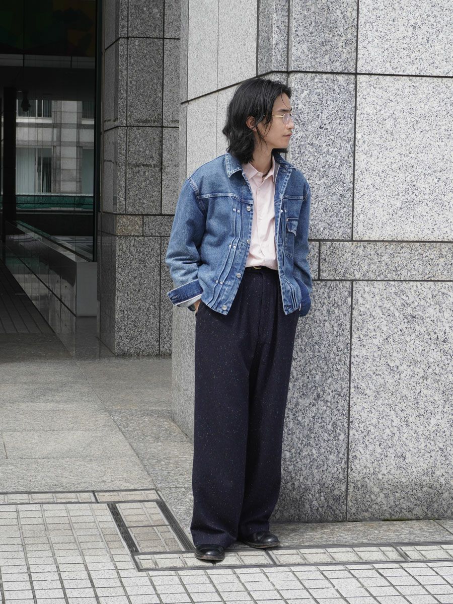 TUCKED BAGGY PANTS[MIX NAVY] | 1LDK (ワンエルディーケー) 公式サイト