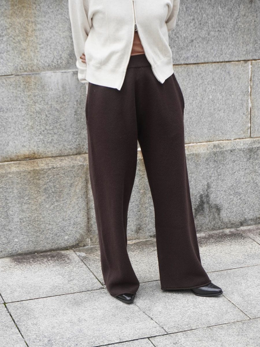 FELTED MERINO WOOL KNIT PANTS[BROWN] | 1LDK (ワンエルディーケー