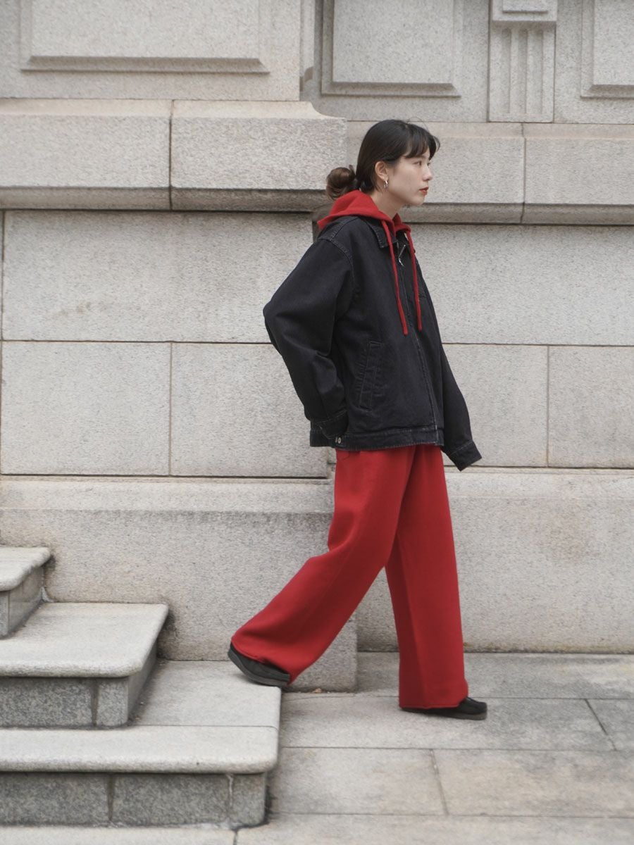 FELTED MERINO WOOL KNIT PANTS[RED] | 1LDK (ワンエルディーケー