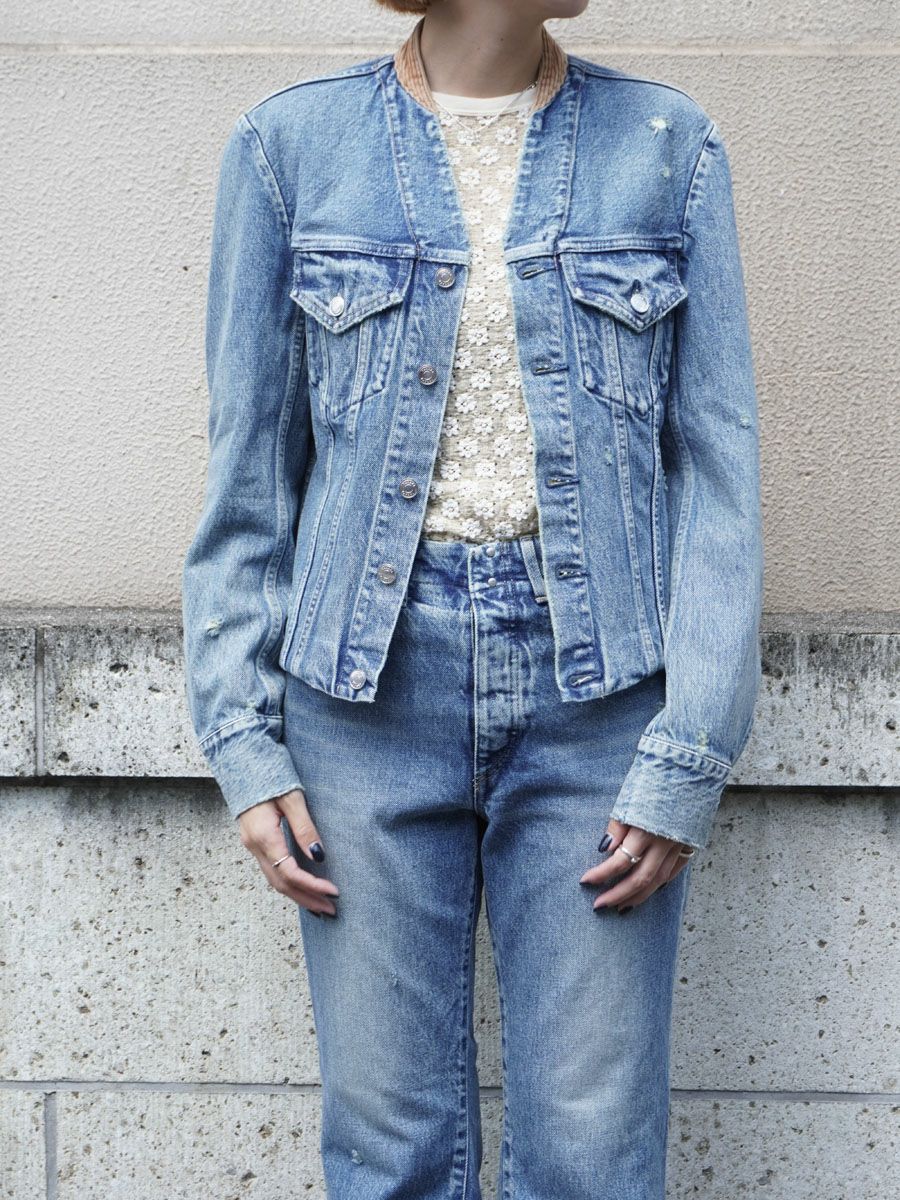 NO COLLAR TRUCKER JACKET[GREEN BLUE] | 1LDK (ワンエルディーケー