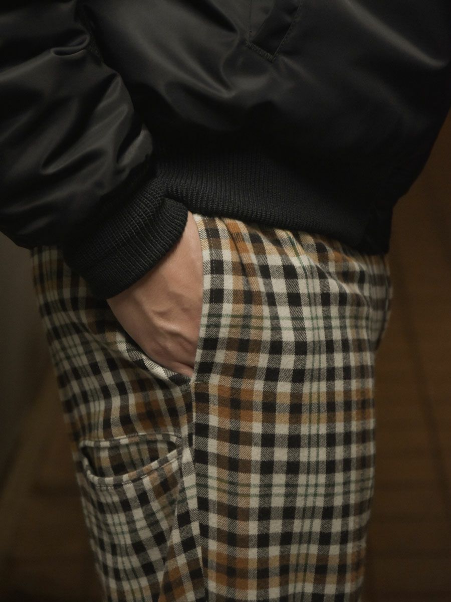 UW1177 RAYON CHECK PANTS[BEIGE] | 1LDK (ワンエルディーケー