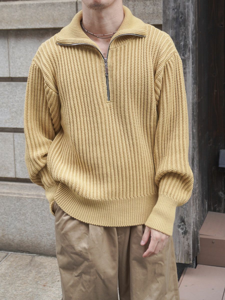 TWIST WOOL HALF ZIP NECK P/O[STRAW] | 1LDK (ワンエルディーケー