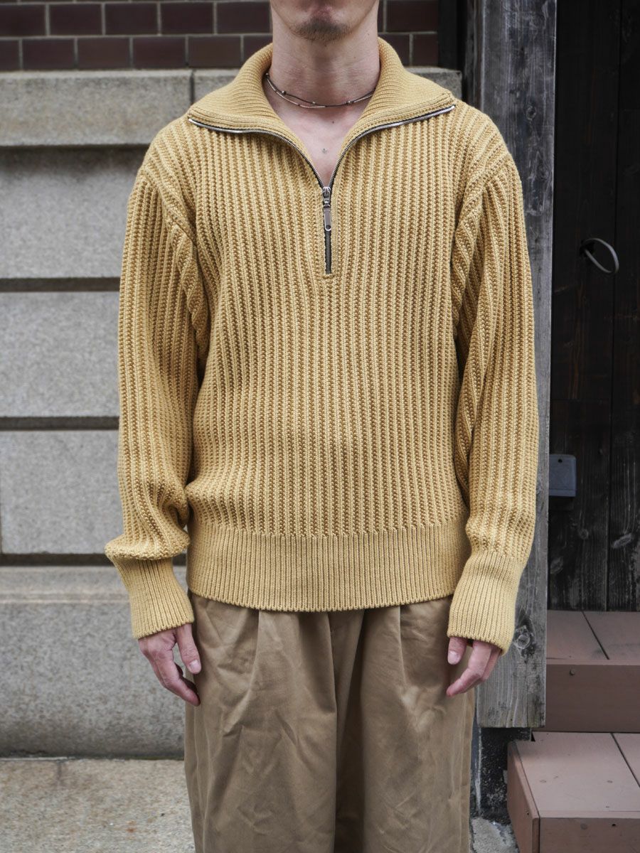 TWIST WOOL HALF ZIP NECK P/O[STRAW] | 1LDK (ワンエルディーケー