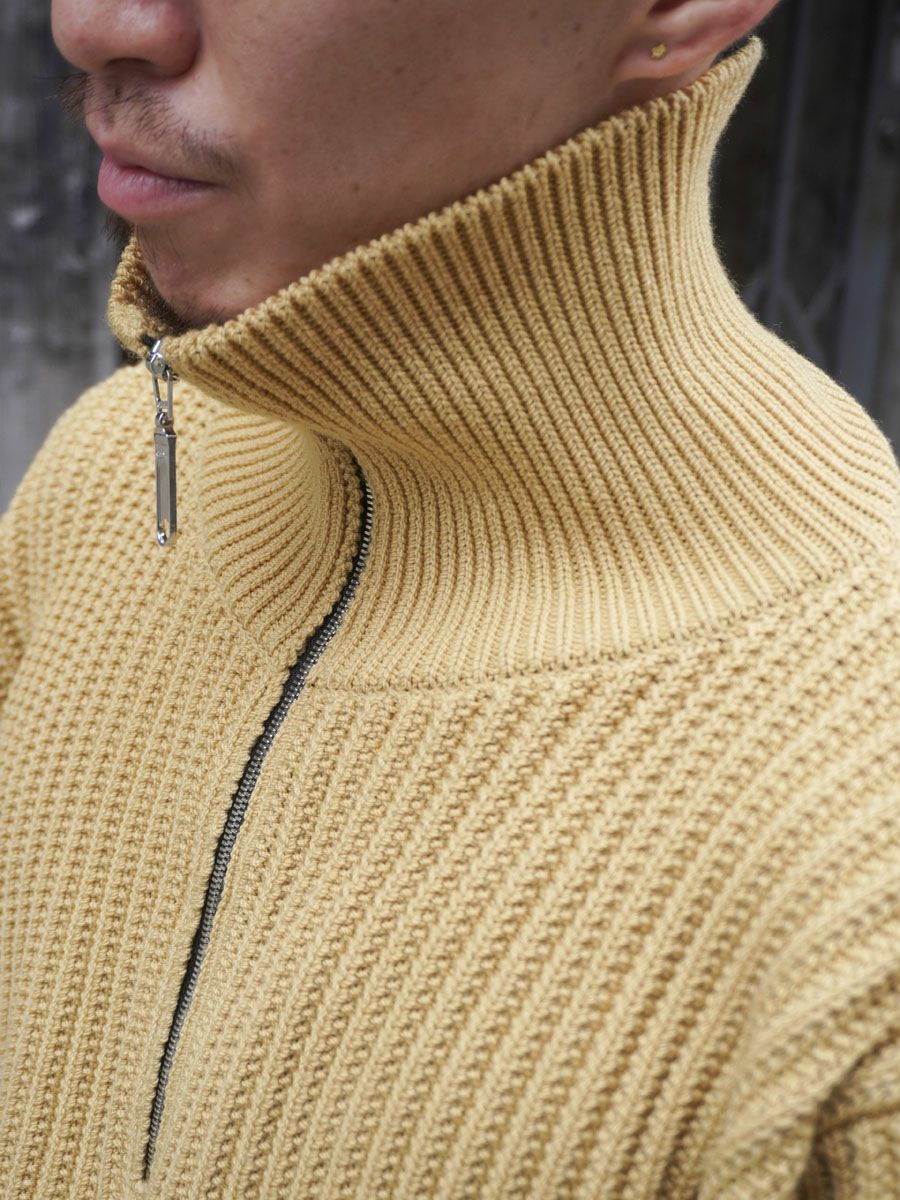 TWIST WOOL HALF ZIP NECK P/O[STRAW] | 1LDK (ワンエルディーケー