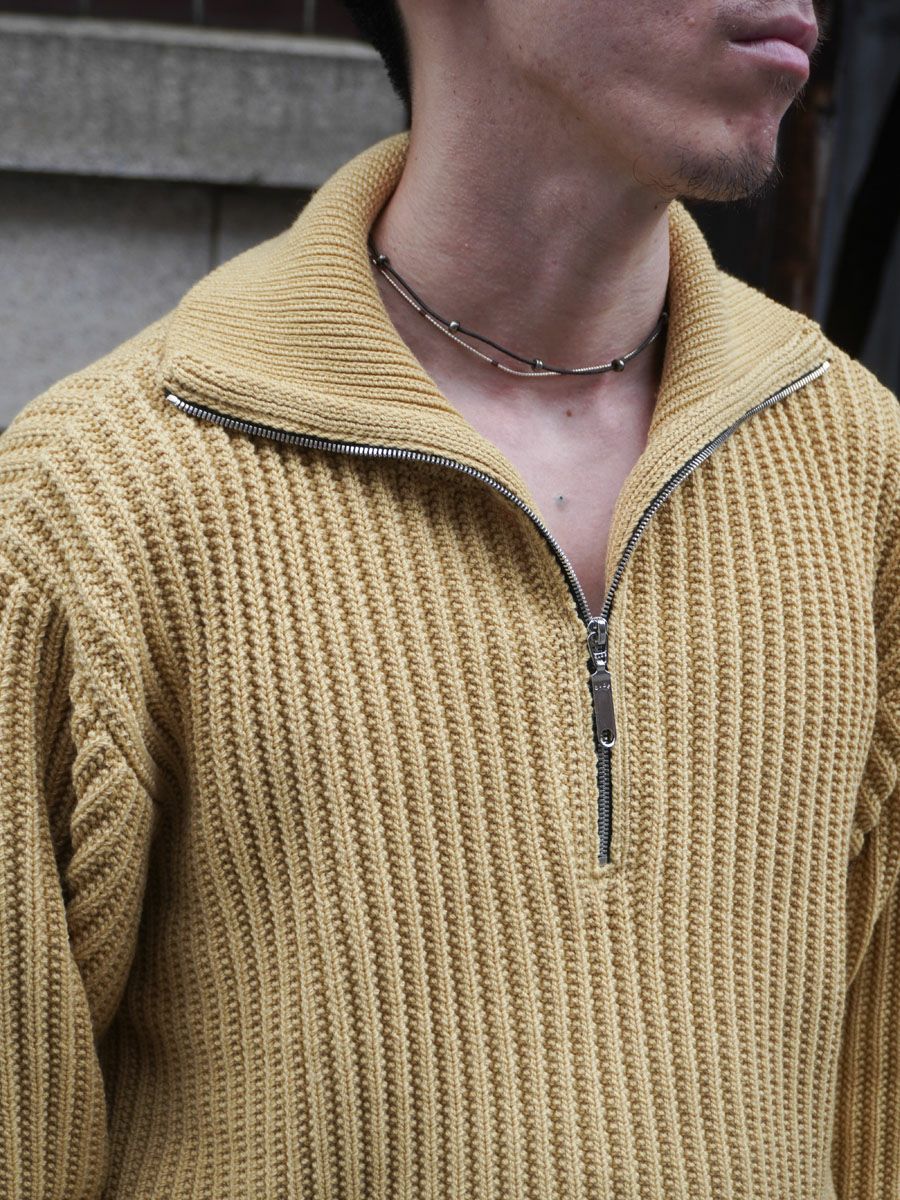 TWIST WOOL HALF ZIP NECK P/O[STRAW] | 1LDK (ワンエルディーケー