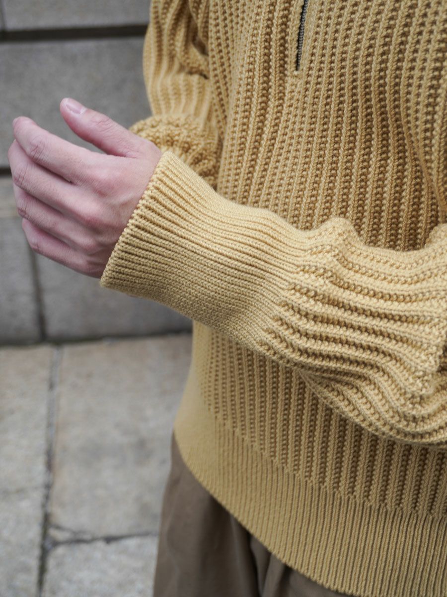 TWIST WOOL HALF ZIP NECK P/O[STRAW] | 1LDK (ワンエルディーケー