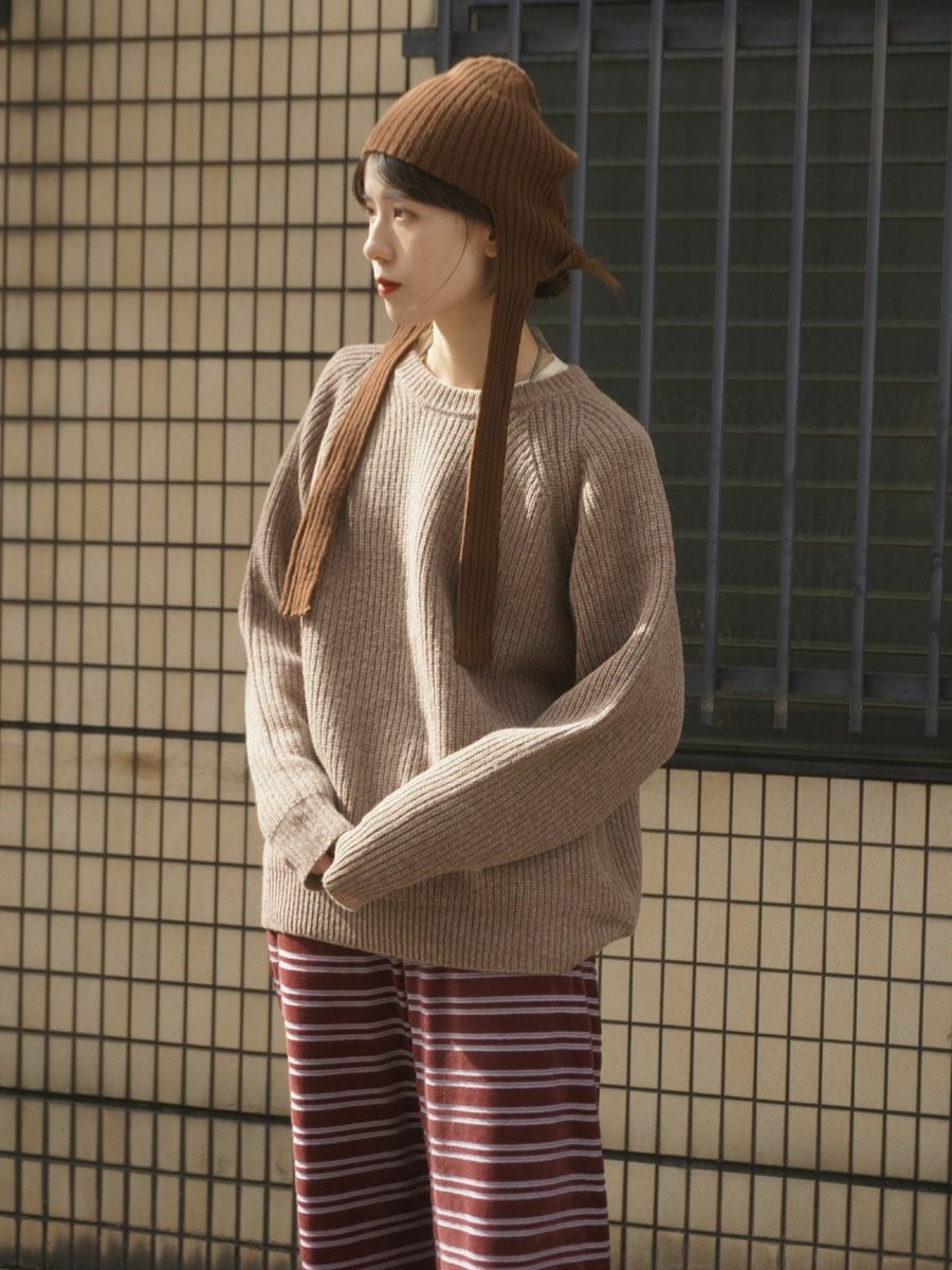 L'Appartement Knit プルオーバー ブラウン LANEUS/ラネウス】 BOXY FIT KNIT with Collar（ニット／セーター）｜L