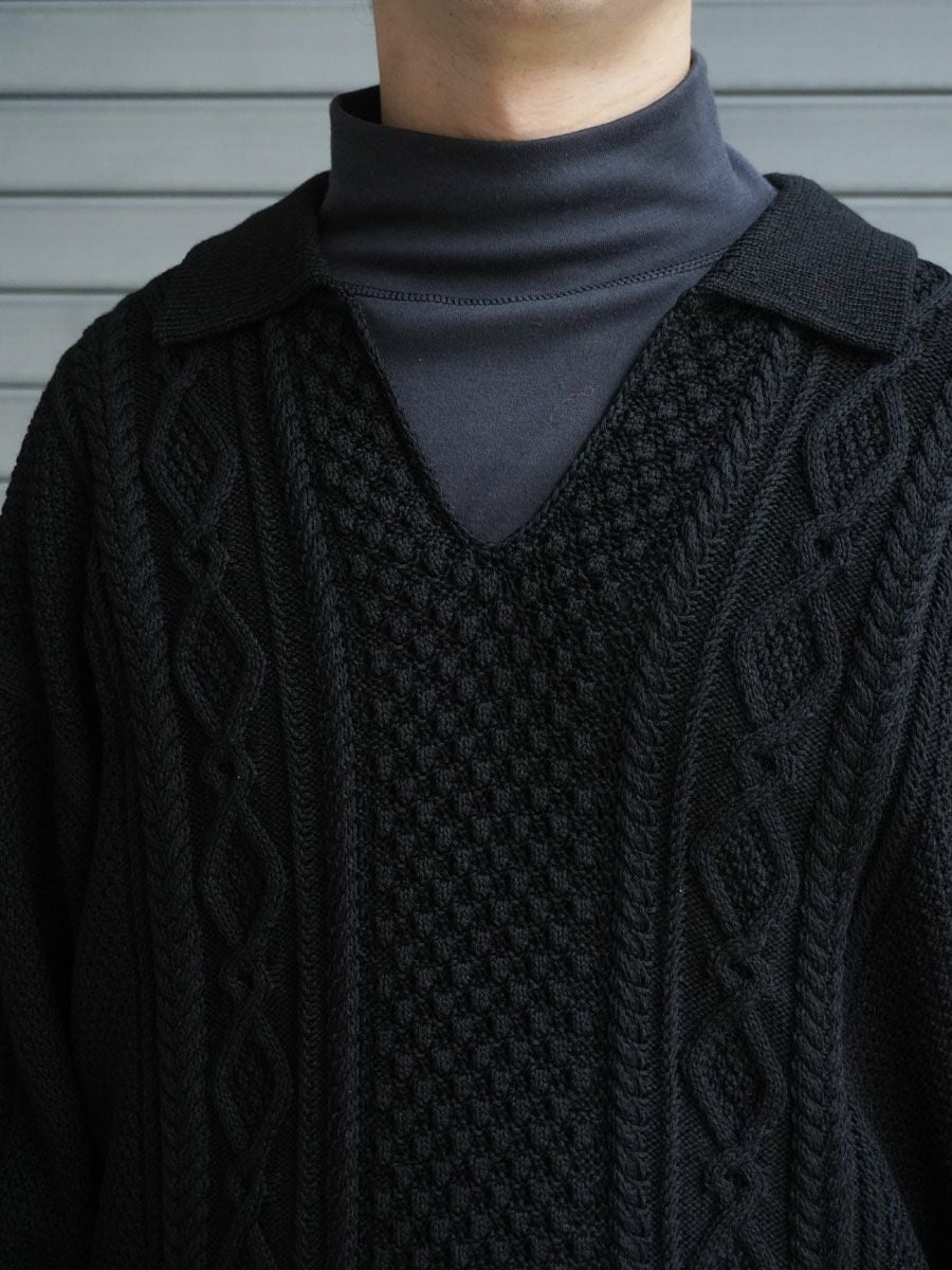 LILY W/PE CABLE SKIPPER PULL OVER[BLACK] | 1LDK (ワンエルディー
