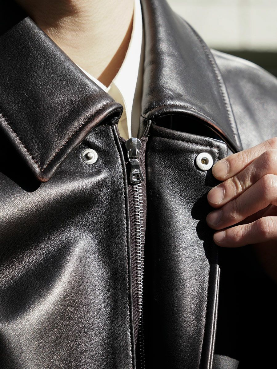 SHEEP LEATHER ZIP SHORT JACKET[DARK BROWN] | 1LDK (ワンエルディー