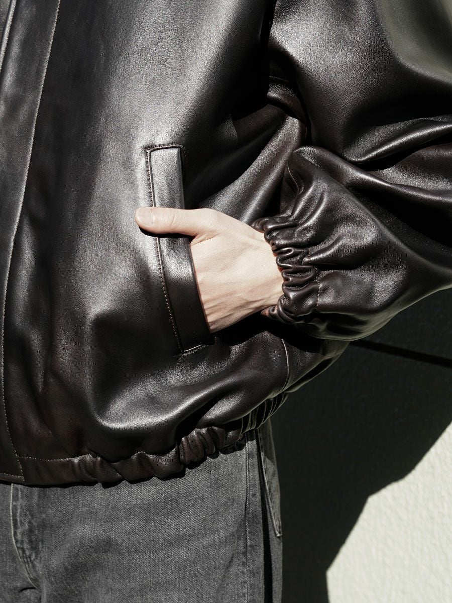 SHEEP LEATHER ZIP SHORT JACKET[DARK BROWN] | 1LDK (ワンエルディー