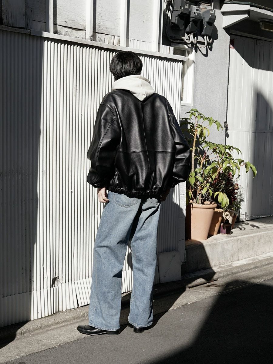 美品 BIGLIETTI 羊革 レザーダウンジャケット 短丈 L クロップド D.HYGEN 2024SS ホースレザー クロップドジャケット スタイリング