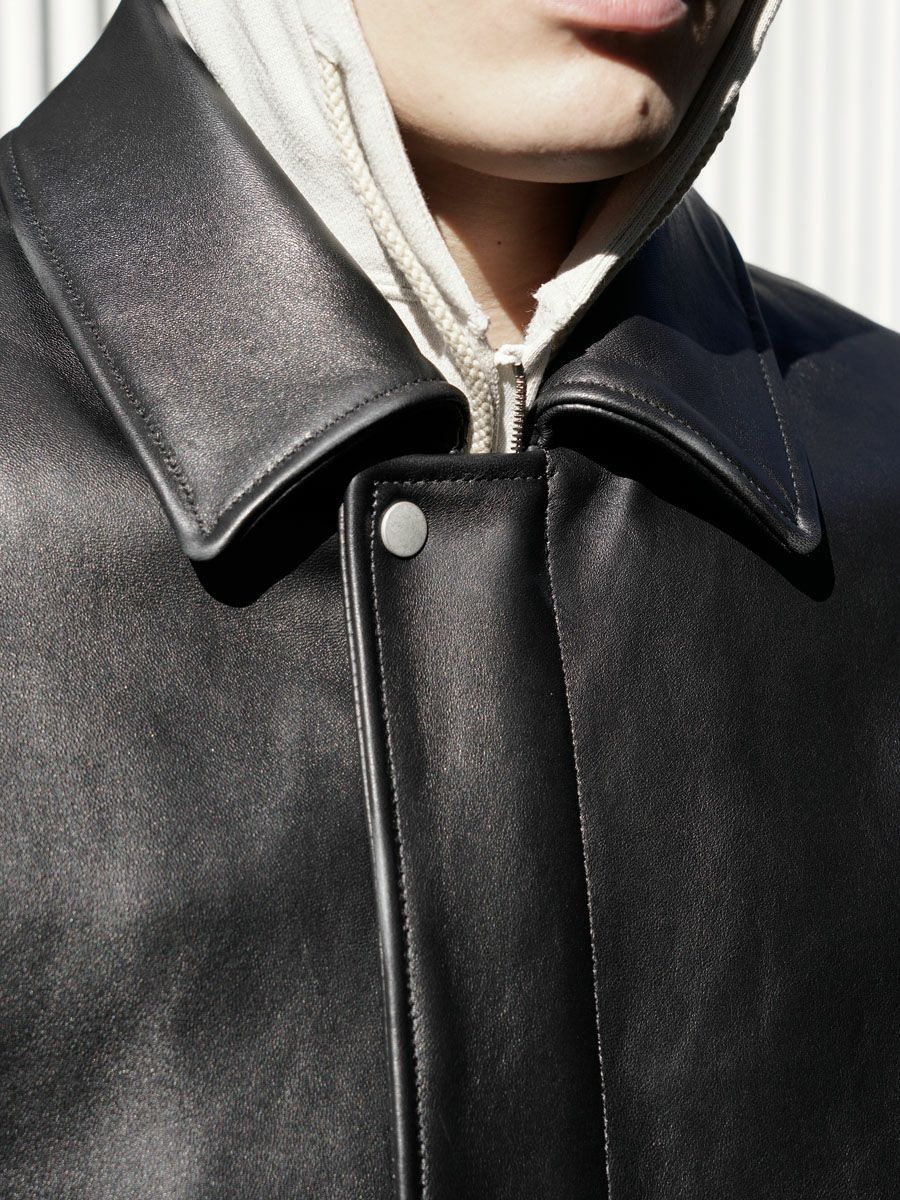 SHEEP LEATHER ZIP SHORT JACKET[BLACK] | 1LDK (ワンエルディーケー
