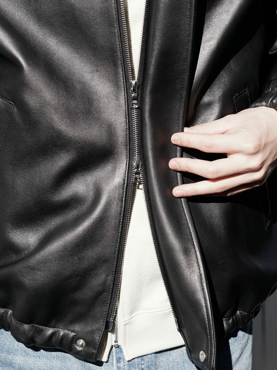 SHEEP LEATHER ZIP SHORT JACKET[BLACK] | 1LDK (ワンエルディーケー