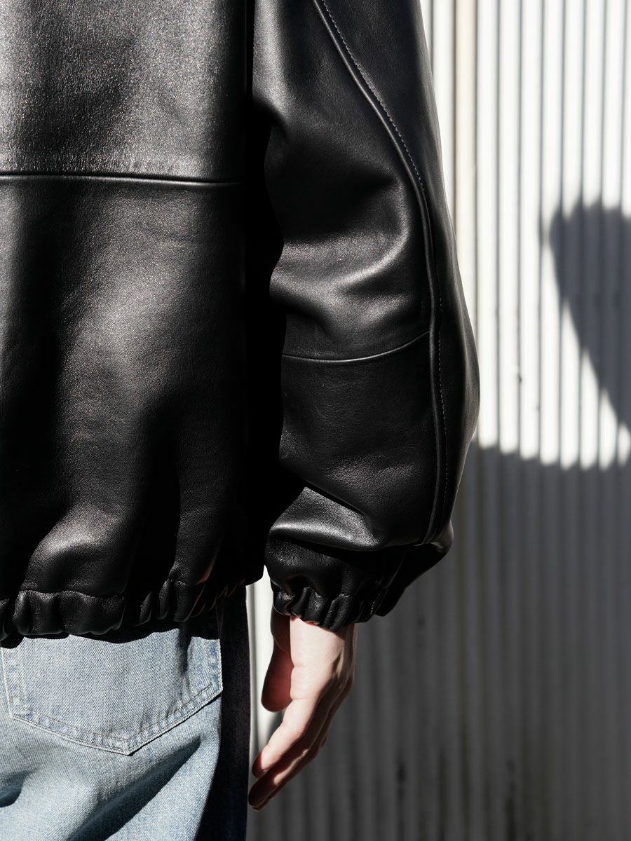 type cardigan”羊革“ 黒“ 短丈“bomber jacket bomber jacket in vintage grained lambskin and shearling in Black