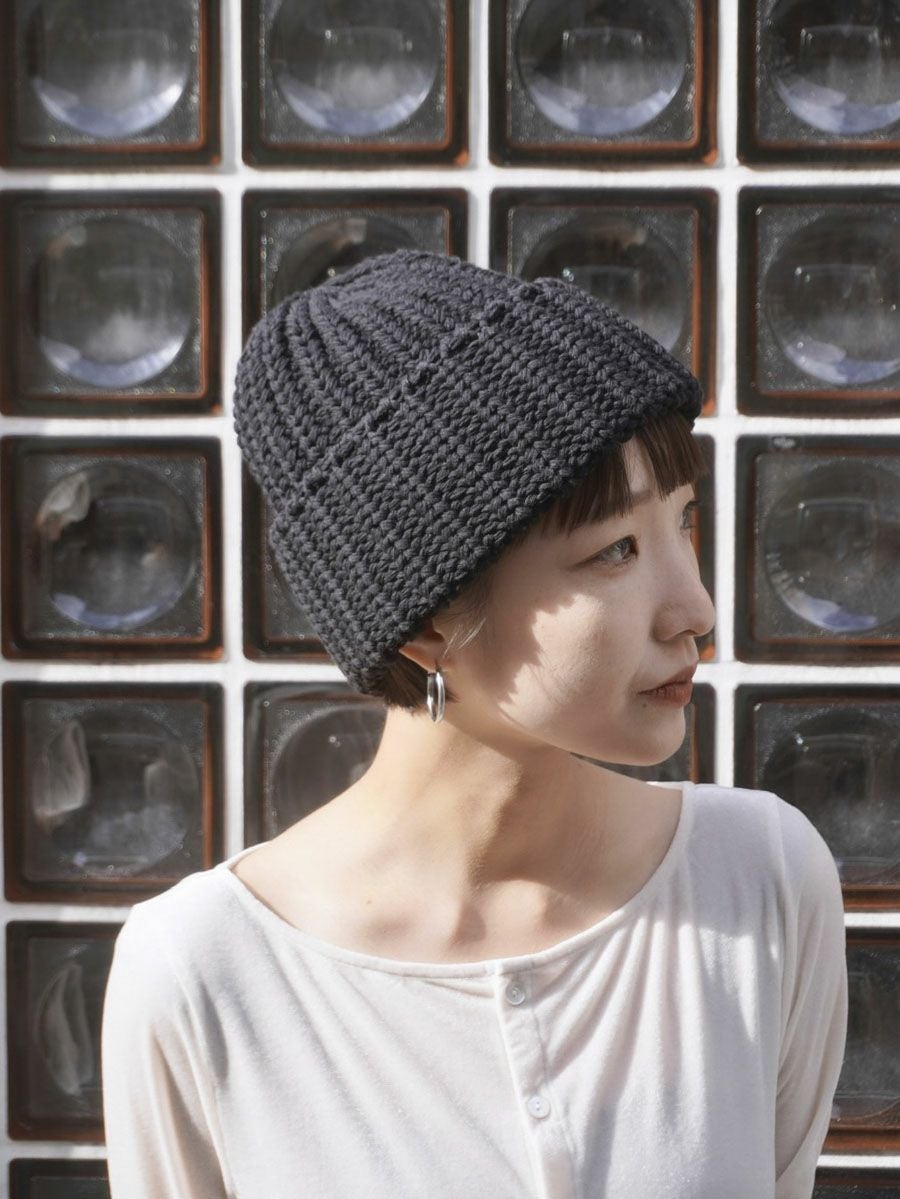 POLY COTTON CHUNKY WATCH CAP[BLACK] | 1LDK (ワンエルディーケー