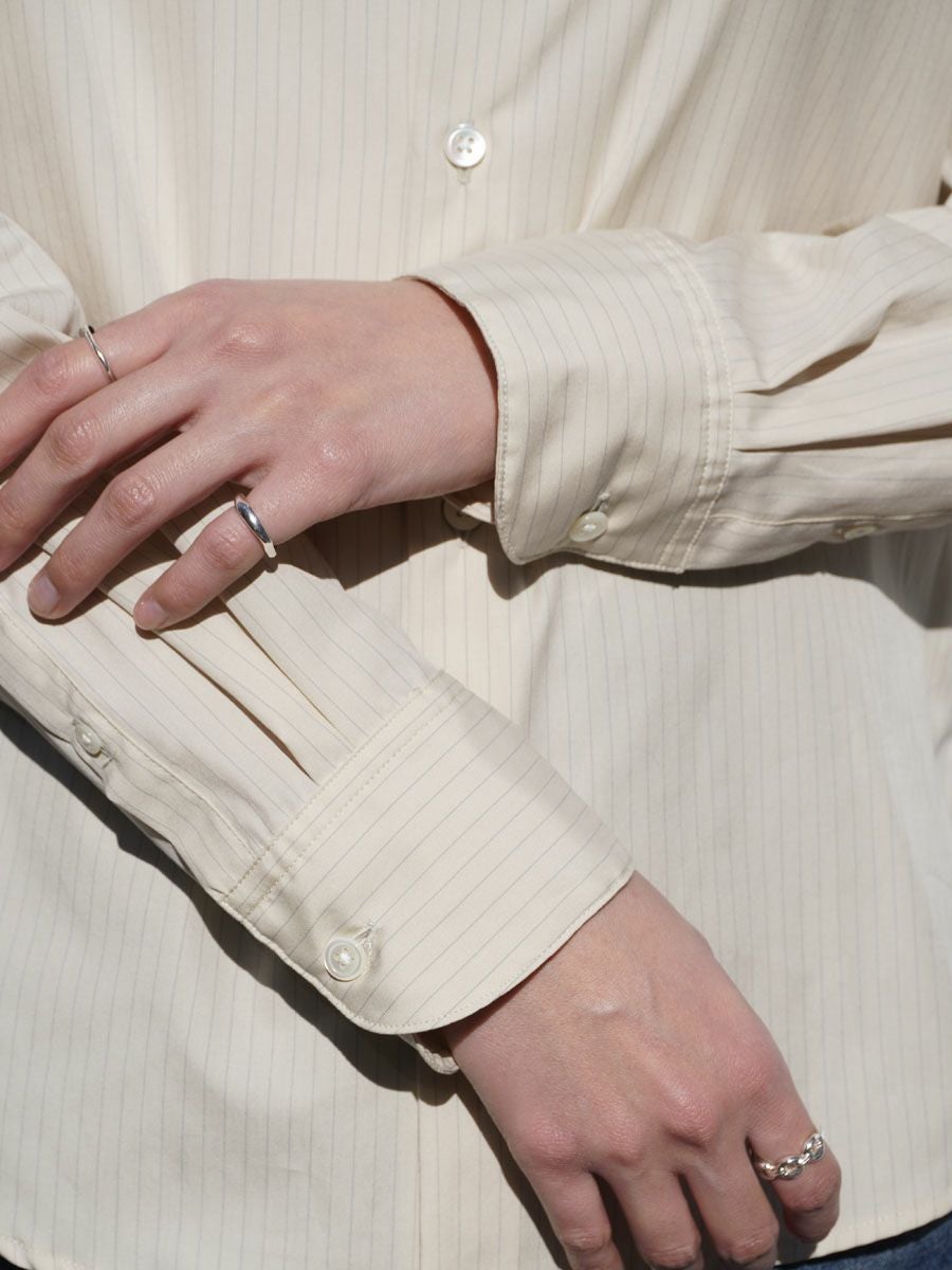 MY BASIC REGULAR COLLAR SHIRT SMALL STRIPE[ECRU] | 1LDK (ワンエル