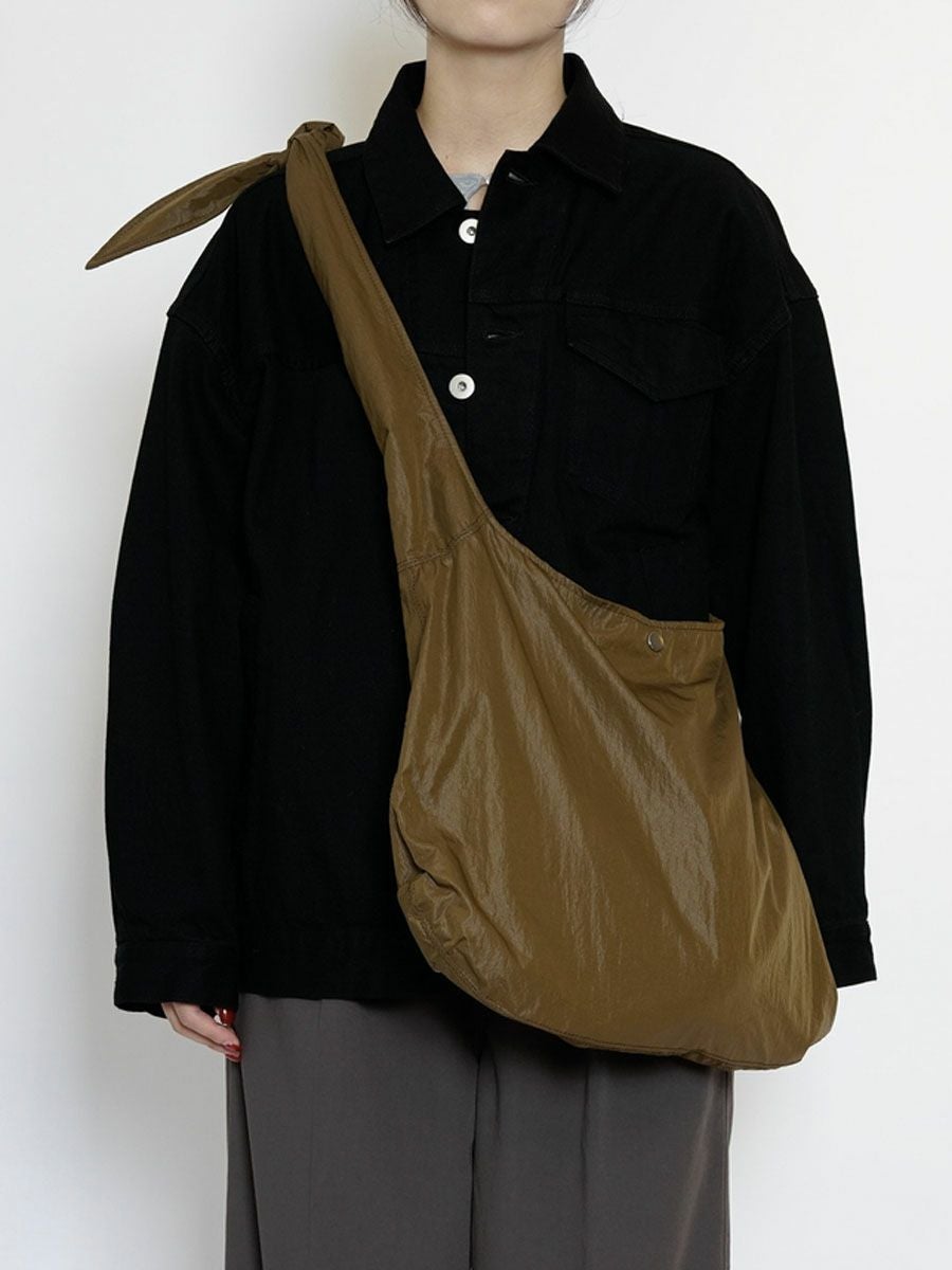 KNOTTED LEATHER LIKE NYLON SHOULDER BAG[KAHKI BROWN] | 1LDK (ワン