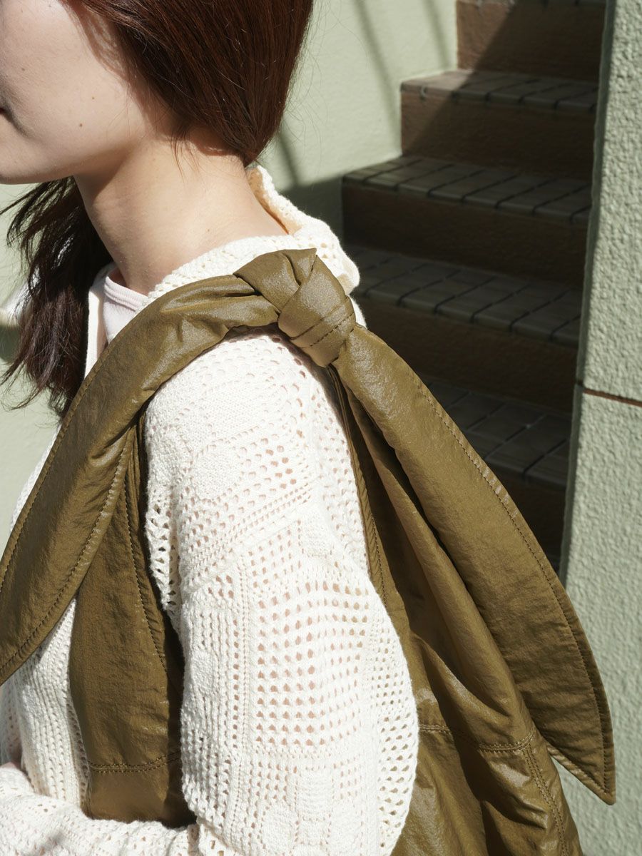 KNOTTED LEATHER LIKE NYLON SHOULDER BAG[KAHKI BROWN] | 1LDK (ワン
