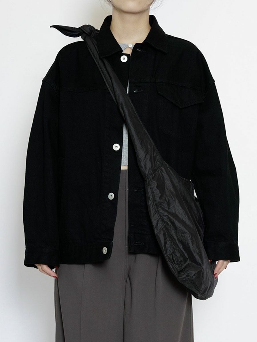 KNOTTED LEATHER LIKE NYLON SHOULDER BAG[BLACK] | 1LDK (ワンエル