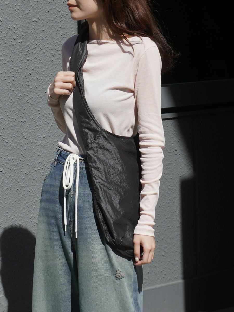 KNOTTED LEATHER LIKE NYLON SHOULDER BAG[BLACK] | 1LDK (ワンエル