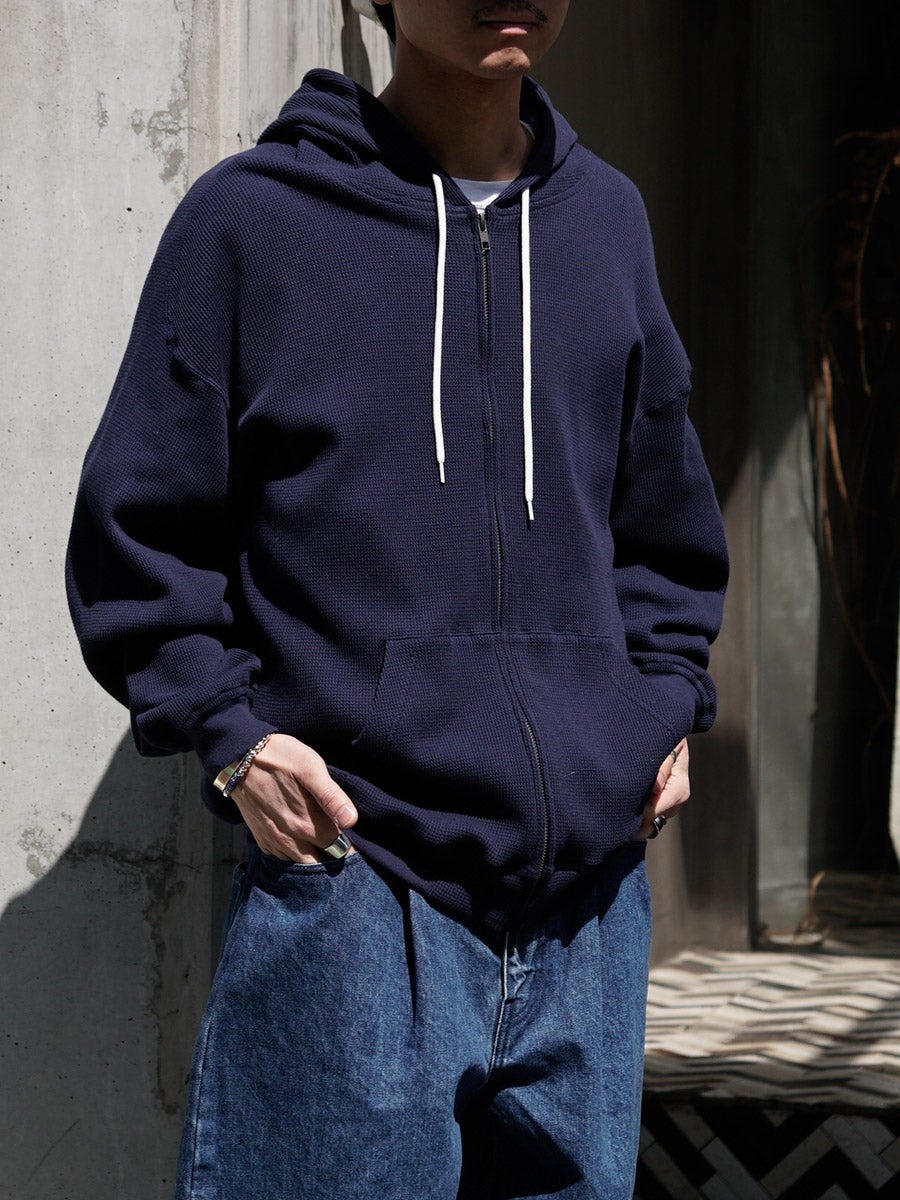 WAFFLE ZIP HOODIE[NAVY] | 1LDK (ワンエルディーケー) 公式サイト