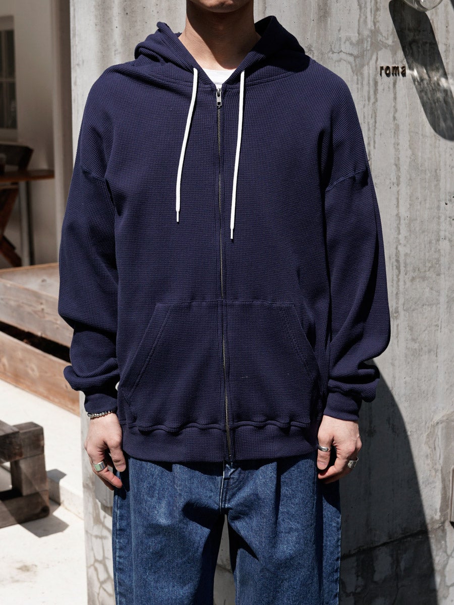 WAFFLE ZIP HOODIE[NAVY] | 1LDK (ワンエルディーケー) 公式サイト