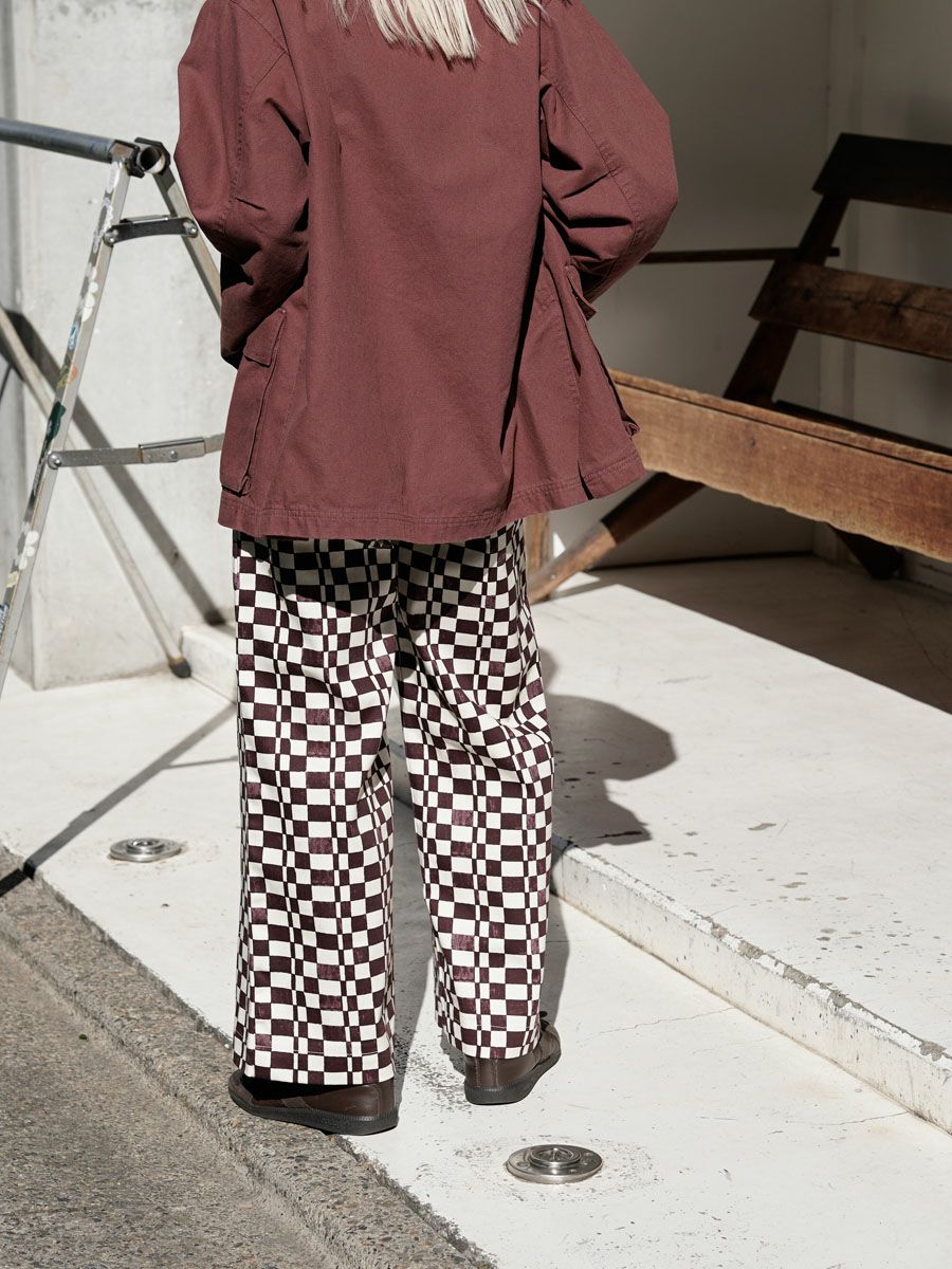 Checkered High Waist Wide Pants[BURGUNDY] | 1LDK (ワンエルディー