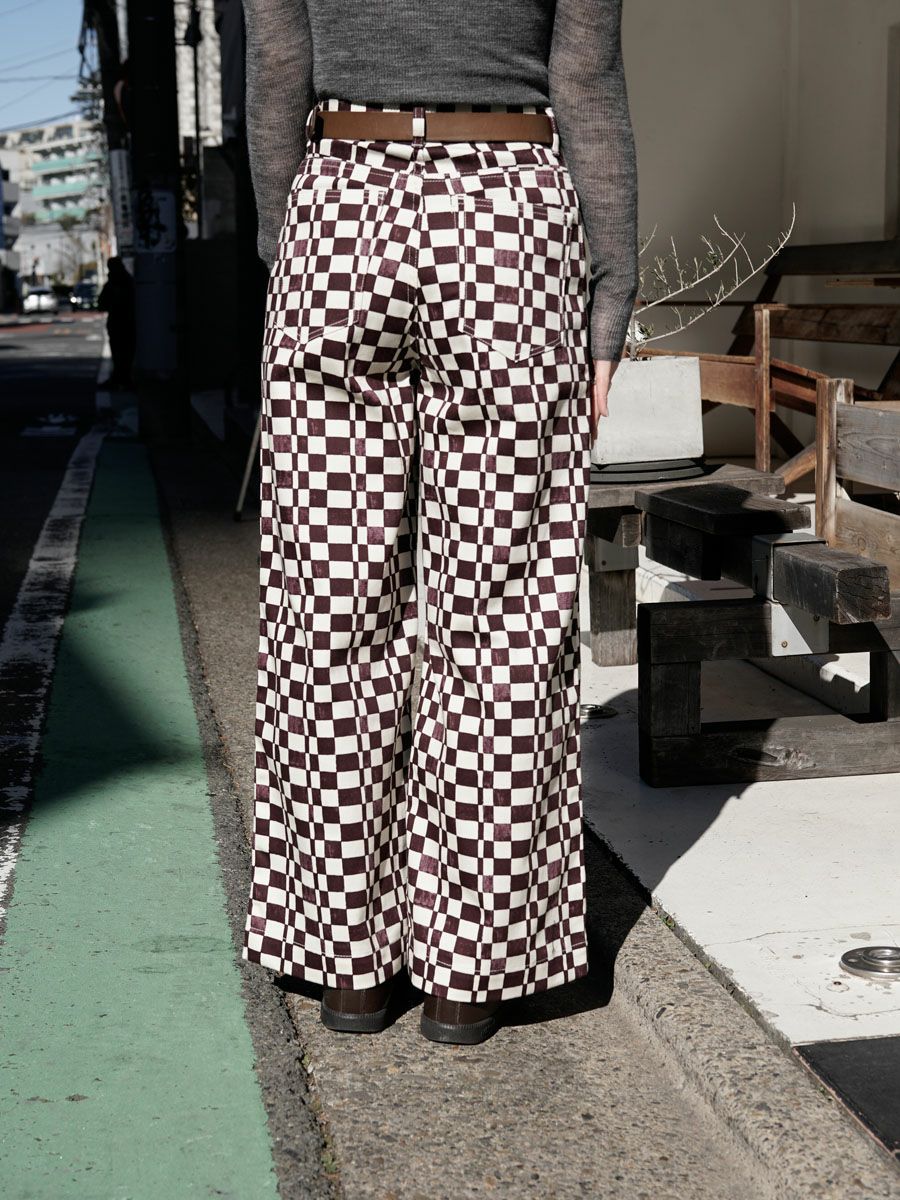 Checkered High Waist Wide Pants[BURGUNDY] | 1LDK (ワンエルディー