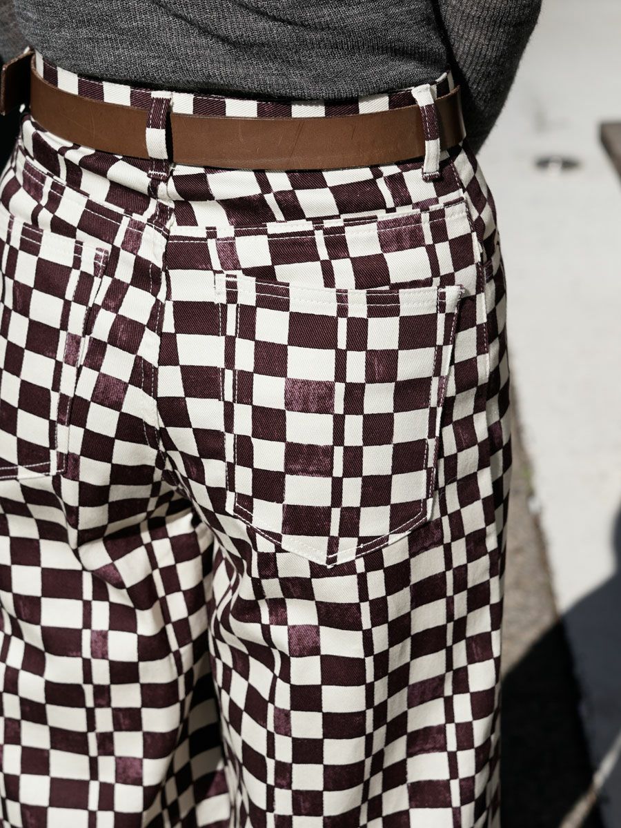Checkered High Waist Wide Pants[BURGUNDY] | 1LDK (ワンエルディー
