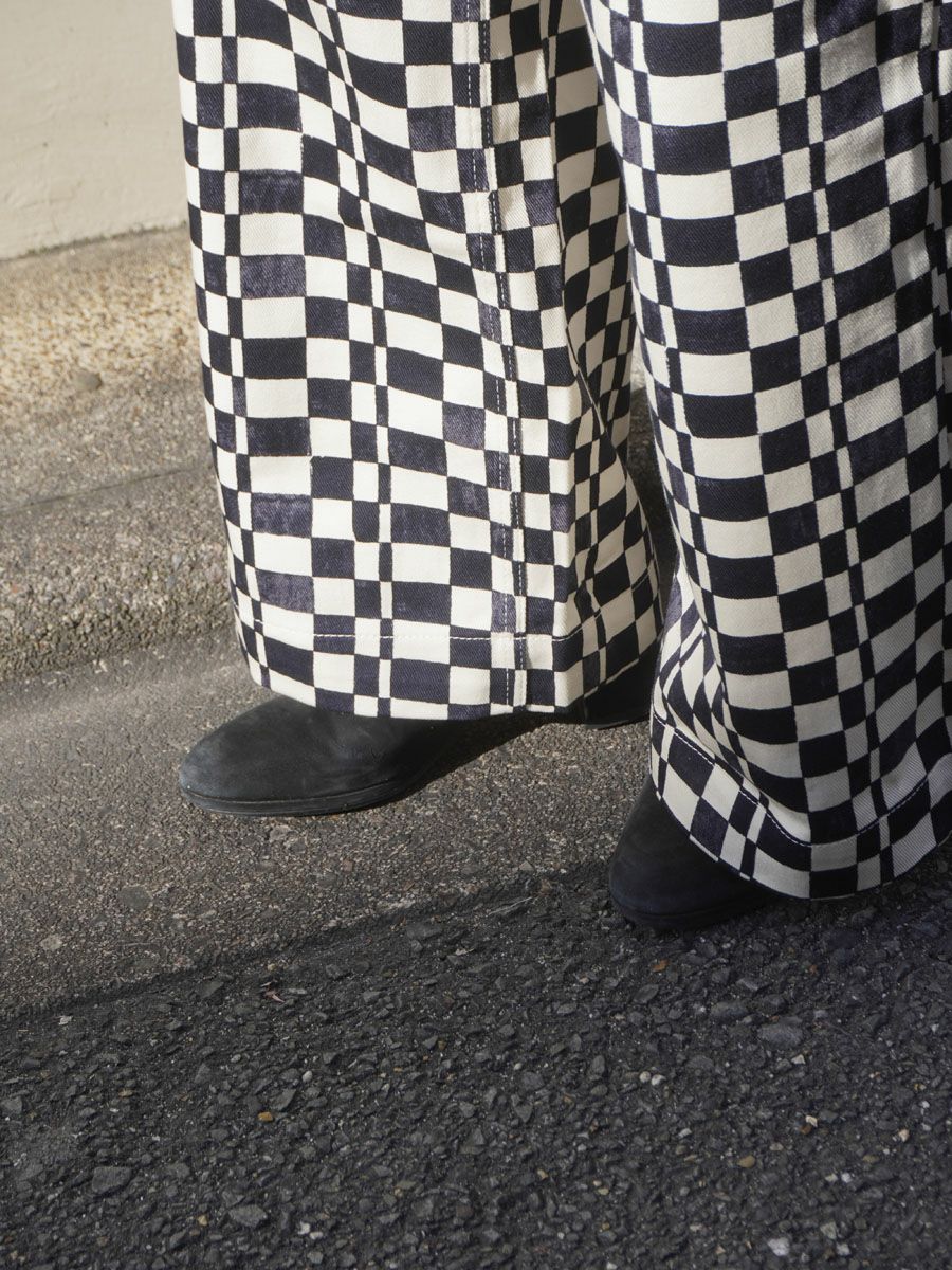 Checkered High Waist Wide Pants[NAVY] | 1LDK (ワンエルディーケー